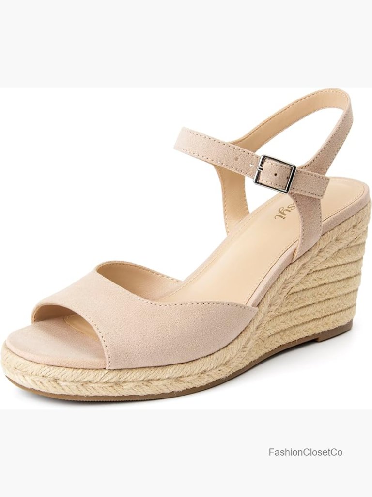 Women's 3.35" Wedge Platform Sandals Ankle Strap Open Toe Espadrilles